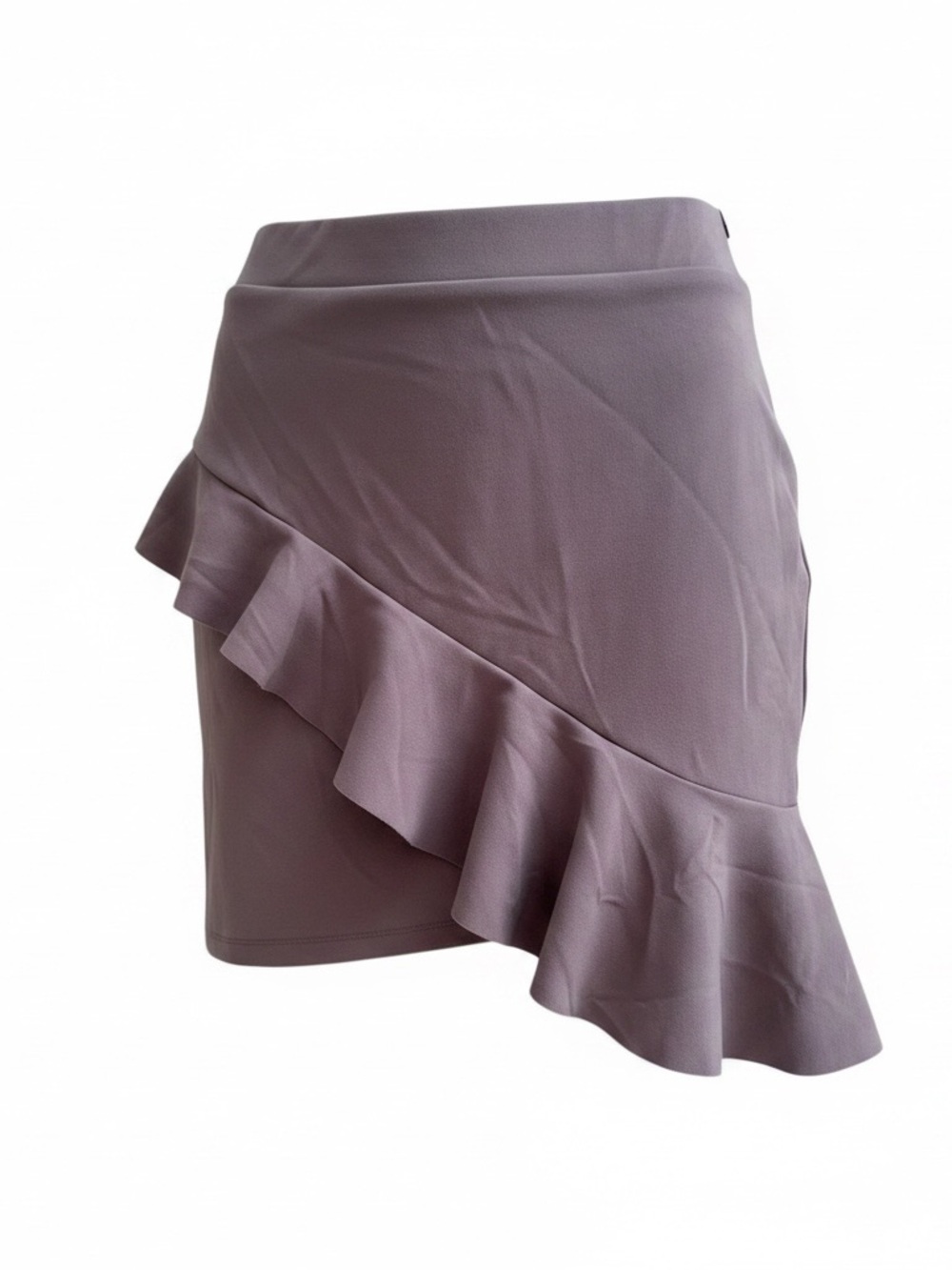 IRIS Women’s Ruffle Mini Skirt Size L Mauve Asymmetrical Flounce Skirt
